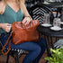 Leather Slim Briefcase Floto Milano olive honey brown 3